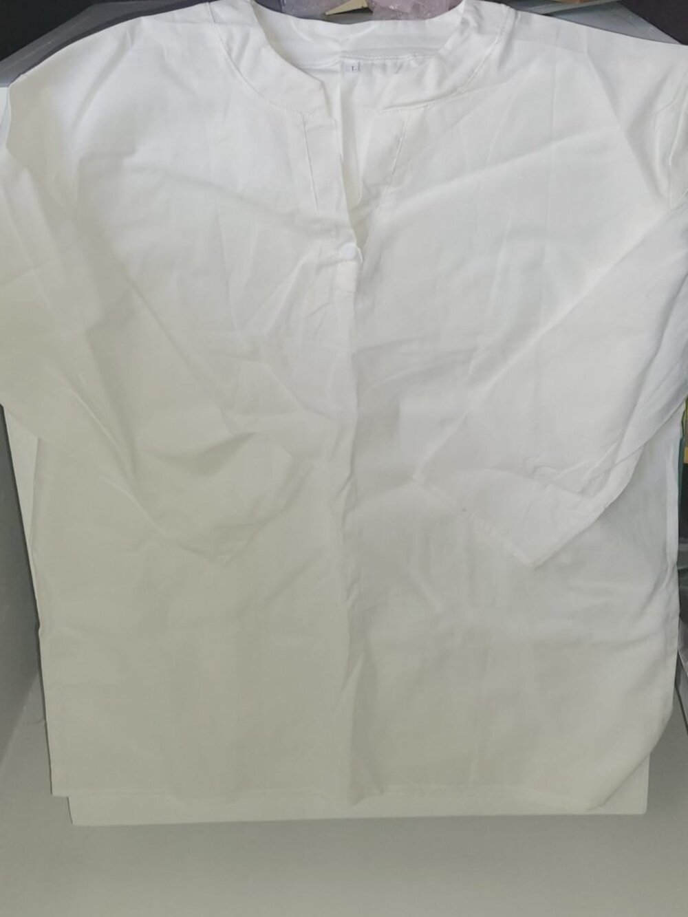 White Cotton Blend Long-Sleeve